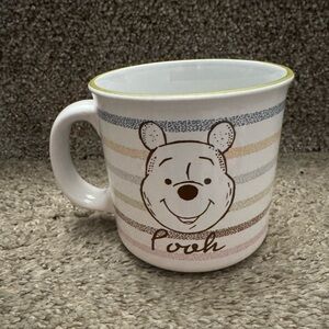 Disney Winnie the Pooh White Coffee Mug w/ Pastel Stripes, Large 20oz